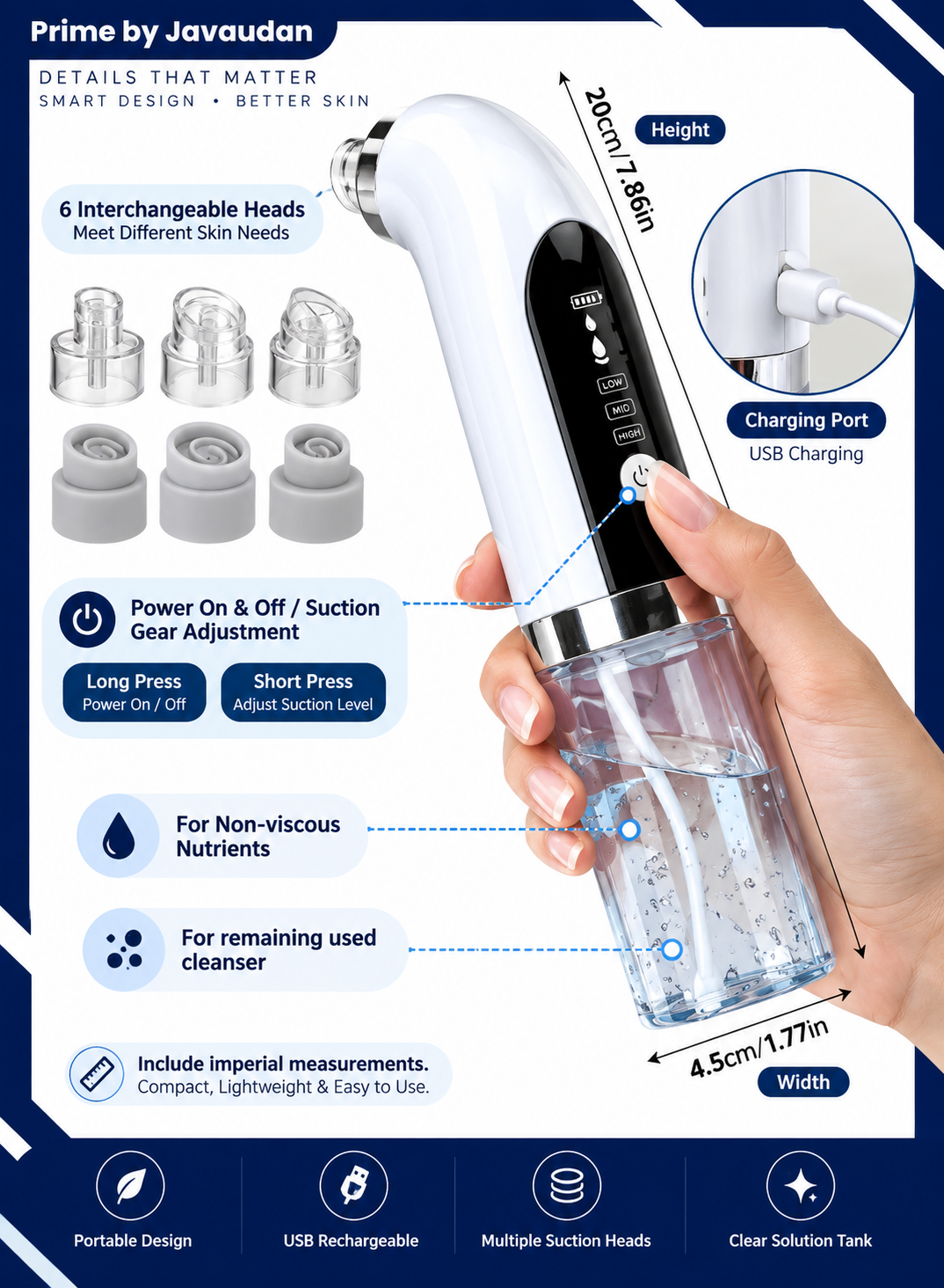 Electric Blackhead Remover Vacuum Pore Cleaner – USB Rechargeable